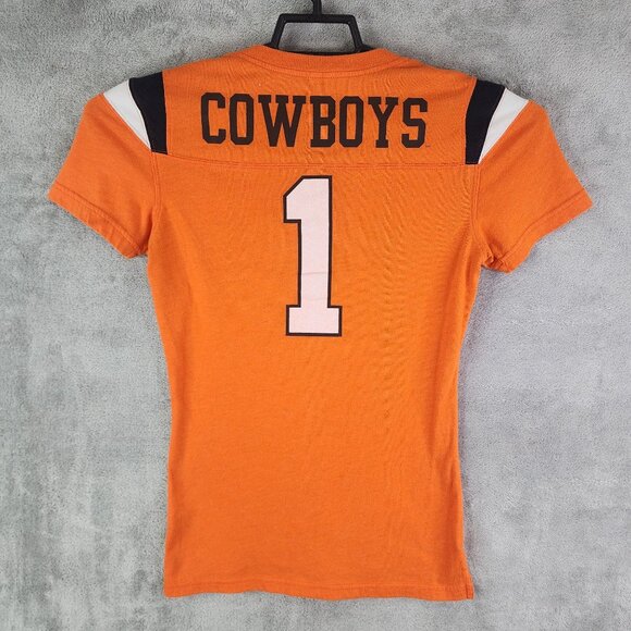 Womens Orange Nike OSU Cowboys Shirt V Neck Short Sleeve Oklahoma State Size S - Picture 8 of 11